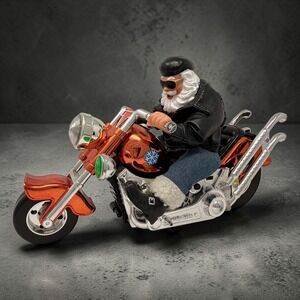 Vintage Animated Biker Santa on Motorcycle  Musical Christmas Decor  Working 12"